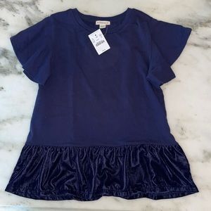 NWT Crewcuts navy flutter sleeve top, size 10